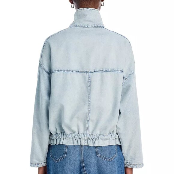 Blank NYC Button Faded Distressed Denim Jacket with Roll Tab Sleeves NWT - Picture 9 of 12